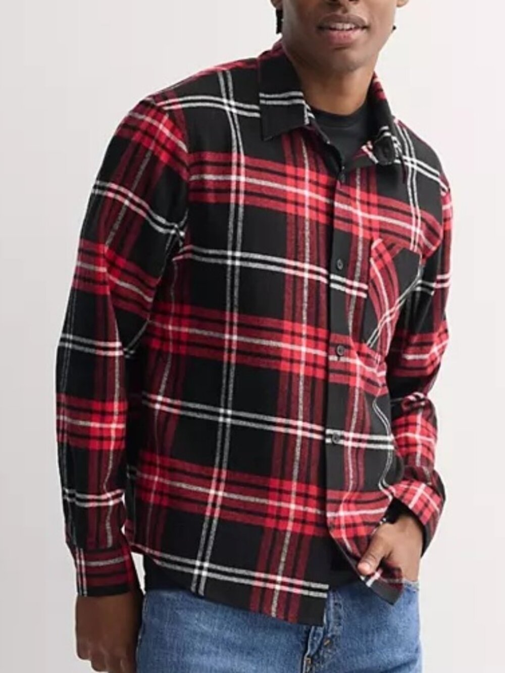 Retrofit Men's Long Sleeve Soft Plaid Flannel Classic Button Down Shirt SZ M